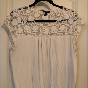 White partial lace/solid top